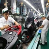 Dây chuyền lắp ráp xe gắn máy tại Công ty TNHH Honda Việt Nam, vốn đầu tư của Nhật Bản tại Vĩnh Phúc. (Ảnh: Danh Lam/TTXVN)