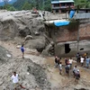 Hiện trường lở đất tại làng Jambu thuộc huyện Sindhupalchok, cách Kathmandu, Nepal khoảng 80km về phía đông bắc, ngày 9/7. (Nguồn: AFP)