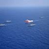 Tàu thăm dò Oruc Reis (giữa) của Thổ Nhĩ Kỳ đã rút khỏi khu vực tranh chấp trên Địa Trung Hải. (Ảnh: AFP/TTXVN)