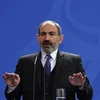 Thủ tướng Armenia Nikol Pashinyan phát biểu tại một cuộc họp báo ở Berlin, Đức. (Ảnh: AFP/TTXVN)