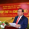 Chủ tịch HĐND tỉnh Cà Mau Trần Văn Hiện phát biểu tại kỳ họp thứ 14 (chuyên đề), HĐND tỉnh khoá IX. (Nguồn: baocamau.com.vn)