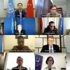 Đại diện các nước thành viên Hội đồng Bảo an Liên hợp quốc họp trực tuyến thông qua Nghị quyết số 2548 gia hạn hoạt động của Phái bộ Liên hợp quốc tại Tây Sahara (MINURSO), ngày 30/10/2020. (Ảnh: Hữu Thanh/TTXVN)