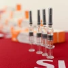 Vắcxin ngừa COVID-19 do công ty Sinovac của Trung Quốc phát triển được giới thiệu tại một cuộc họp báo ở Bắc Kinh ngày 24/9/2020. (Ảnh: AFP/TTXVN)