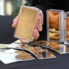 Vàng miếng tại sàn giao dịch vàng ở Seoul, Hàn Quốc. (Ảnh: Yonhap/TTXVN)