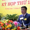 Đồng chí Hoàng Gia Long, Phó Chủ tịch UBND tỉnh Hà Giang phát biểu nhận nhiệm vụ. (Ảnh: Minh Tâm/TTXVN)