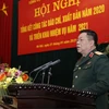 Thượng tướng Nguyễn Trọng Nghĩa, Phó Chủ nhiệm Tổng cục Chính trị QĐND Việt Nam chủ trì hội nghị. (Ảnh: Dương Giang/TTXVN)