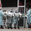 Nhân viên y tế chuyển bệnh nhân COVID-19 tới bệnh viện ở Brasilia, Brazil, ngày 11/3/2021. (Ảnh: THX/TTXVN)