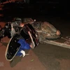 Hiện trường một vụ tai nạn xe máy va chạm với xe ôtô khách tại Đắk Lắk. Ảnh minh họa. (Nguồn: TTXVN phát)