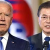 Tổng thống Mỹ Joe Biden (trái) và Tổng thống Hàn Quốc Moon Jae-in. (Nguồn: AP)