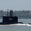 Tàu ngầm KRI Nanggala 402 khởi hành từ căn cứ hải quân ở thành phố cảng Surabaya, đảo Java, Indonesia. (Ảnh: AFP/TTXVN)