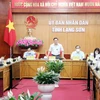 Ban Chỉ đạo phòng, chống dịch COVID-19 tỉnh Lạng Sơn tổ chức họp khẩn về công tác phòng, chống dịch. (Ảnh: Thái Thuần/TTXVN)
