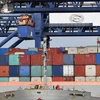 Bốc dỡ container hàng hóa tại cảng Botany ở Sydney, Australia. (Ảnh: AFP/TTXVN)