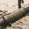 Quả bom MK 82-500LB có trọng lượng khoảng 227 kg được phát hiện dưới lòng sông Thạch Hãn. (Nguồn: sggp.org.vn)