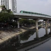 Đường sắt đô thị Cát Linh-Hà Đông có chiều dài tuyến đi trên cao là 13,5km (từ Cát Linh đi Hà Đông) 12 nhà ga trên cao. (Ảnh: Huy Hùng/TTXVN)