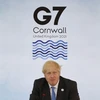 Thủ tướng Anh Boris Johnson chủ trì một phiên họp của Hội nghị thượng đỉnh Nhóm Các nước công nghiệp phát triển hàng đầu thế giới (G7) tại Vịnh Carbis, Cornwall (Anh) ngày 11/6/2021. (Ảnh: AFP/TTXVN)