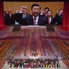 Chủ tịch Trung Quốc Tập Cận Bình và các quan chức cấp cao tuyên thệ trong lễ míttinh ở Bắc Kinh ngày 28/6, trước thềm kỷ niệm 100 năm Ngày thành lập Đảng Cộng sản Trung Quốc. (Nguồn: AP)