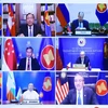 Bộ trưởng Ngoại giao các nước dự Hội nghị Bộ trưởng Ngoại giao đặc biệt ASEAN - Nga theo hình thức trực tuyến. (Ảnh: Lâm Khánh/TTXVN)