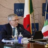 Bộ trưởng Kinh tế Italy Daniele Franco phát biểu tại cuộc họp trực tuyến Bộ trưởng Tài chính G20, ở Rome, ngày 7/4/2021. (Ảnh: AFP/TTXVN)
