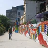 Con đường nghệ thuật Phúc Tân đã biến một bãi rác ven sông thành không gian sáng tạo cộng đồng. (Ảnh: Đinh Thuận/TTXVN)