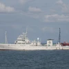 Tàu tuần tra ngư nghiệp Mugunghwa của Hàn Quốc thả neo gần khu vực hải giới với Triều Tiên trên Hoàng hải, ngày 24/9/2020. (Ảnh: YONHAP/TTXVN)