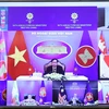  Bộ trưởng Bộ Ngoại giao Bùi Thanh Sơn tham dự Hội nghị Bộ trưởng Ngoại giao ASEAN lần thứ 54 (AMM 54) theo hình thức trực tuyến ngày 2/8/2021. (Ảnh: Phạm Kiên/TTXVN)