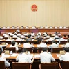 Chủ tịch Quốc hội Trung Quốc Lật Chiến Thư tham dự cuộc họp toàn thể thứ hai của phiên họp thứ 30 của Ủy ban Thường vụ NPC khóa XIII tại Bắc Kinh ngày 18/8. (Nguồn: Xinhua)