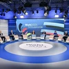 Các ứng viên Thủ tướng Đức cùng ứng viên hàng đầu của các đảng trong cuộc tranh luận qua truyền hình cuối cùng trước bầu cử tại Berlin, tối 23/9/2021. (Ảnh: AFP/TTXVN)
