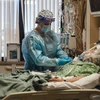 Nhân viên y tế điều trị cho bệnh nhân COVID-19 tại một bệnh viện ở Apple Valley, bang California, Mỹ ngày 11/1/2021. (Ảnh: AFP/TTXVN)