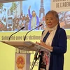 Bà Trần Tố Nga bày tỏ quyết tâm theo đuổi cuộc đấu tranh giành công lý cho các nạn nhân da cam, trong đó có bà. (Ảnh: Nguyễn Thu Hà/TTXVN)