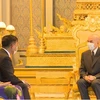 Đại sứ đặc mệnh toàn quyền nước Cộng hòa xã hội chủ nghĩa Việt Nam tại Vương quốc Campuchia Nguyễn Huy Tăng tại buổi lễ trình Quốc thư lên Quốc Vương Campuchia Norodom Sihamoni. (Ảnh: Trần Long/TTXVN)