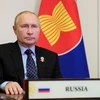 Tổng thống Nga Vladimir Putin phát biểu tại Hội nghị cấp cao Đông Á (EAS) lần thứ 16 diễn ra theo hình thức trực tuyến ngày 27/10/2021. (Ảnh: AFP/TTXVN)