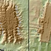 Hình ảnh laser 3D của các địa điểm San Lorenzo (trái) và Aguada Fénix (phải) với các bệ hình chữ nhật dài tương tự được bao quanh bởi 20 bệ nhỏ hơn. (Nguồn: artnet.com)