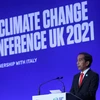 Tổng thống Indonesia Joko Widodo phát biểu tại Hội nghị Thượng đỉnh các nhà lãnh đạo thế giới trong khuôn khổ Hội nghị lần thứ 26 các bên tham gia Công ước khung của Liên hợp quốc về Biến đổi khí hậu (COP26) ở Glasgow, Scotland ngày 1/11/2021. 