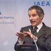 Tổng Giám đốc Cơ quan Năng lượng nguyên tử quốc tế (IAEA) Rafael Grossi tại cuộc họp báo ở Vienna, Áo. (Ảnh: AFP/TTXVN)