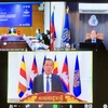 Thủ tướng Campuchia phát biểu tại điểm cầu Phnom Penh trong Diễn đàn Doanh nghiệp và Kinh tế Á-Âu lần thứ nhất - sự kiện bên lề của ASEM 13. (Ảnh: Trần Việt/TTXVN)
