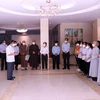 Lễ đón các tình nguyện viên tôn giáo hoàn thành nhiệm vụ hỗ trợ tuyến đầu tại bệnh viện Hồi sức chuyên sâu COVID-19 tại TP. Hồ Chí Minh. (Ảnh: Xuân Khu/TTXVN)