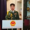 Tùy viên Quốc phòng Việt Nam tại Ukraine, Đại tá Nguyễn Quang Chiến phát biểu tại Lễ kỷ niệm. (Nguồn: baoquocte.vn)