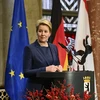 Tân Thị trưởng Berlin Franziska Giffey phát biểu tại Tòa Thị chính ở Berlin, Đức ngày 21/12/2021. (Ảnh: AFP/TTXVN)