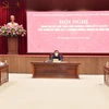 Bí thư Thành ủy Hà Nội Đinh Tiến Dũng chủ trì hội nghị. (Nguồn: hanoimoi.com.vn)