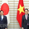 Thủ tướng Phạm Minh Chính và Thủ tướng Nhật Bản Kishida Fumio chụp ảnh chung sau cuộc hội đàm ngày 24/11/2021 tại Nhật Bản . (Ảnh: Dương Giang/TTXVN)