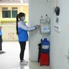 Công tác phòng chống dịch COVID-19 tại các trường học tỉnh Ninh Bình. (Ảnh: Hải Yến/TTXVN)