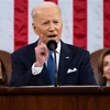 Tổng thống Joe Biden đọc Thông điệp liên bang Mỹ 2022 tại Washington, DC, ngày 1/3/2022. (Ảnh: AFP/TTXVN)