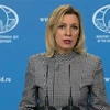 Người phát ngôn Bộ Ngoại giao Nga Maria Zakharova phát biểu tại một cuộc họp báo ở Moskva. (Ảnh: AFP/TTXVN)