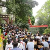 Sáng 10/4, ước tính có hơn 200.000 đồng bào khắp cả nước về dự Lễ giỗ Tổ Hùng Vương tại Phú Thọ. (Ảnh: Trung Kiên/TTXVN)