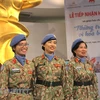 Ba nữ chiến sỹ "mũ nồi xanh" Việt Nam từng làm nhiệm vụ tại châu Phi. (Ảnh: Minh Anh/Vietnam+)