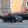 Quang cảnh lễ duyệt binh trên Quảng trường Đỏ ở thủ đô Moskva, Liên bang Nga. (Ảnh: Trần Hiếu/TTXVN)