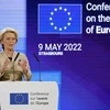 Chủ tịch Ủy ban châu Âu (EC) Ursula von der Leyen phát biểu tại lễ bế mạc Hội nghị Tương lai châu Âu ở Strasbourg (Pháp) ngày 9/5/2022. (Ảnh: AFP/TTXVN)
