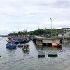 Cầu cảng cá sông Trà Bồng. (Ảnh: Lê Ngọc Phước/TTXVN)