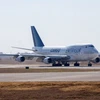 Chiếc máy bay Boeing 747 được đăng ký với số hiệu YV3531 của hãng hàng không Emtrasur Cargo của Venezuela, tại sân bay quốc tế Cordoba, Ambrosio Taravella ở Cordoba, Argentina, ngày 6/6. (Nguồn: Reuters)