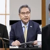 Ngoai trưởng Nhật Bản Yoshimasa Hayashi, ngoại trưởng Hàn Quốc Park Jin và người đồng cấp Mỹ Antony Blinken. (Nguồn: AFP/TTXVN)